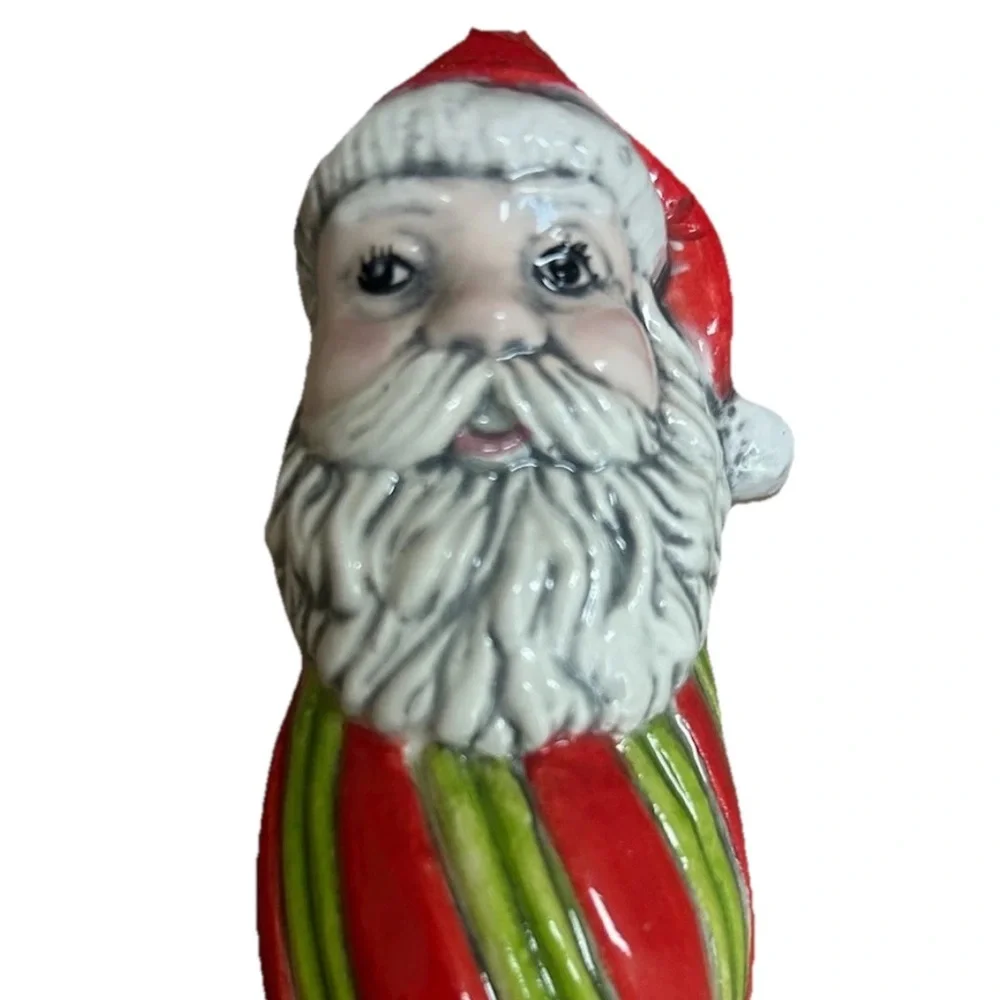 Santa Spiral Christmas Ornament Ceramic Handmade 6”